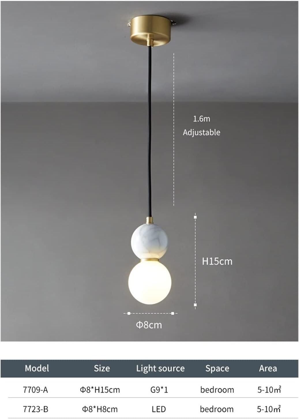 CCXXYGWJ MI-NI Lámpara Colgante Lámpara De Noche Lámpara Colgante Redonda De Mármol Lujo Compatible con Dormitorio Restaurante Mesa Sofá Bar Café,candelabro