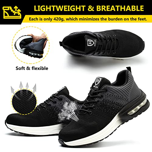 Foto von Baofular Arbeitsschuhe Herren Sicherheitsschuhe Damen Leicht Sportlich Stahlkappenschuhe rutschfest Atmungsaktiv Grau 42 EU 260