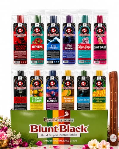 Krishnascents Blunt Black Incense Sticks 12 Assorted Packs 144 Count
