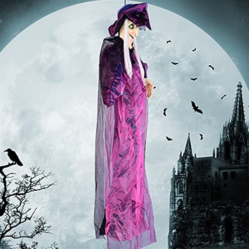 Decoración de Bruja Animada Colgante de 72 "para decoración de casa encantada de Halloween Decoraciones Colgantes de Halloween Decoración de césped