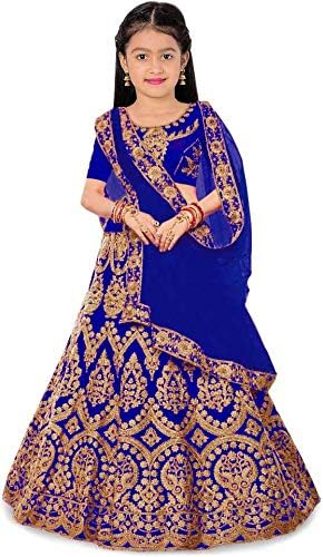 DIZVU Girls lehengha choli Tafeta satin new kids Lehenga Choli 3-16 YEAR