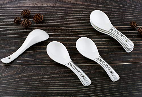 syndecho 6 Chinesische Keramik Porzellan Suppenlöffel Silber Asiatischen pattern-gift Set Cover