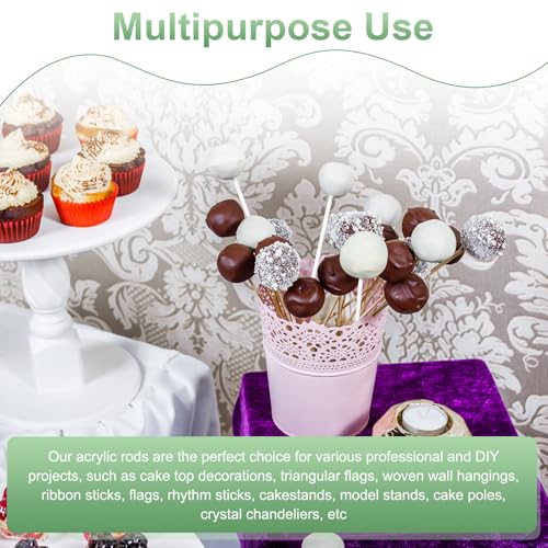 Image of M METERXITY 2-Pack Acrylic Round Rods, 11.8 x 0.51 Inch / 300 x 13 mm Clear Acrylic Dowel Rods Sticks Plastic Sticks Strip for DIY Crafts Lighting Gardening Decorations