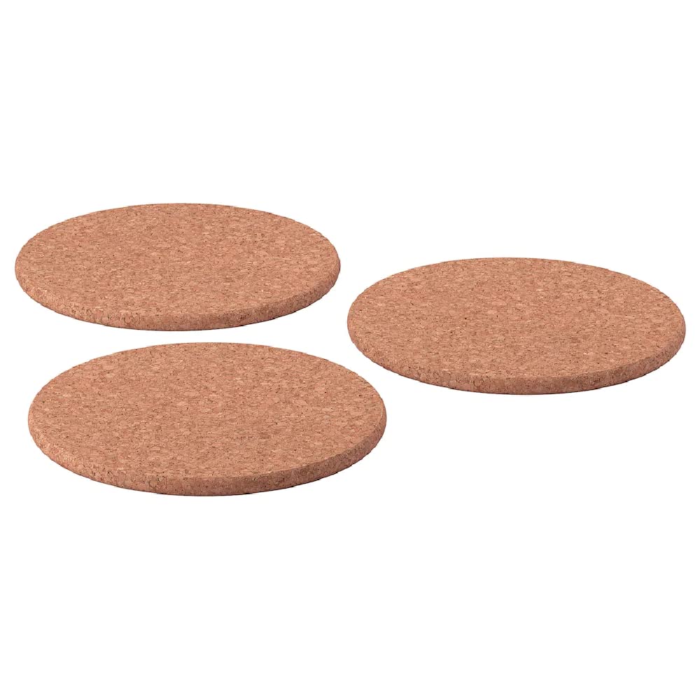 I-K-E-A 3X Heat Cooking Trivet Pot Stand Circle Cork Water & Heat Resistant 19 Cm