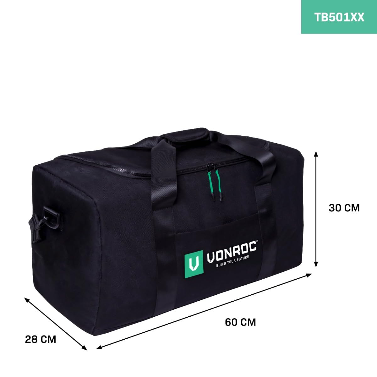VONROC Juego de herramientas con batería VPower de 20 V. Incluye taladro, sierra de calar, lámpara de trabajo LED, 1 batería de 2,0 Ah, cargador rápido y bolsa (7 herramientas 4 x 2,0 Ah)