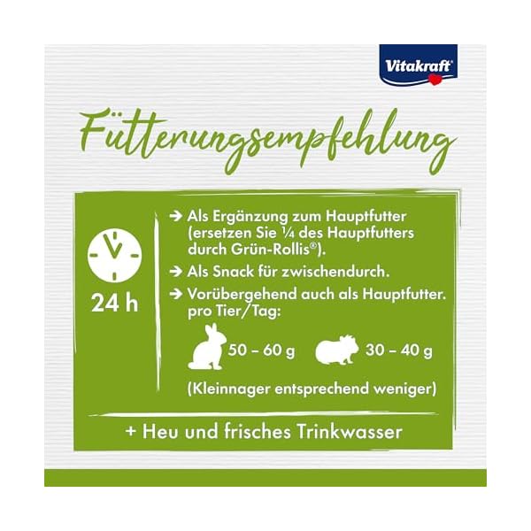 Vitakraft Grün Rollis, Knusperringe, Ergänzungsfutter für Nager, mit Luzerne und Wiesenlieschgras, unterstützen Verdauung und Zahnabrieb (1x 500g) – Bild 7