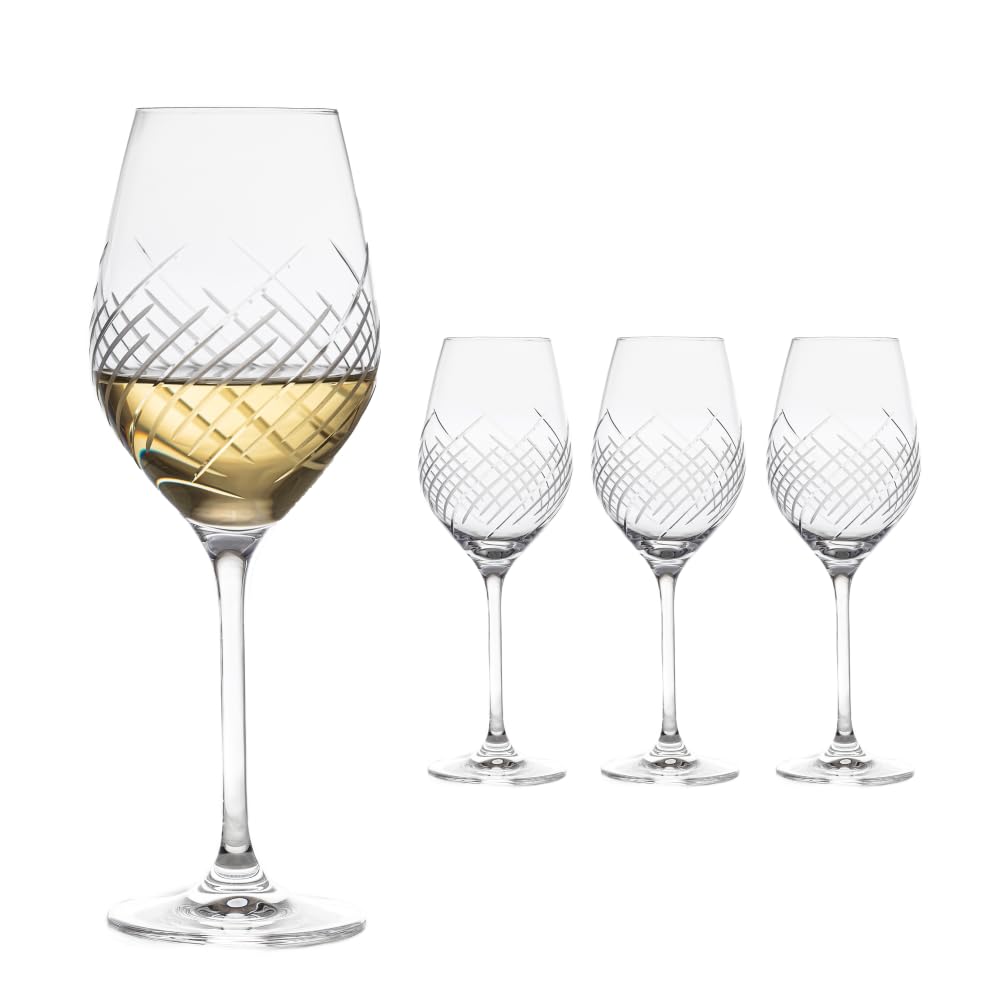 4er-Set Weingläser Windy, Weißweingläser 360 ml, Poliertes und mattes handgeschliffenes Kollektion Cristallin Glas (360ml)