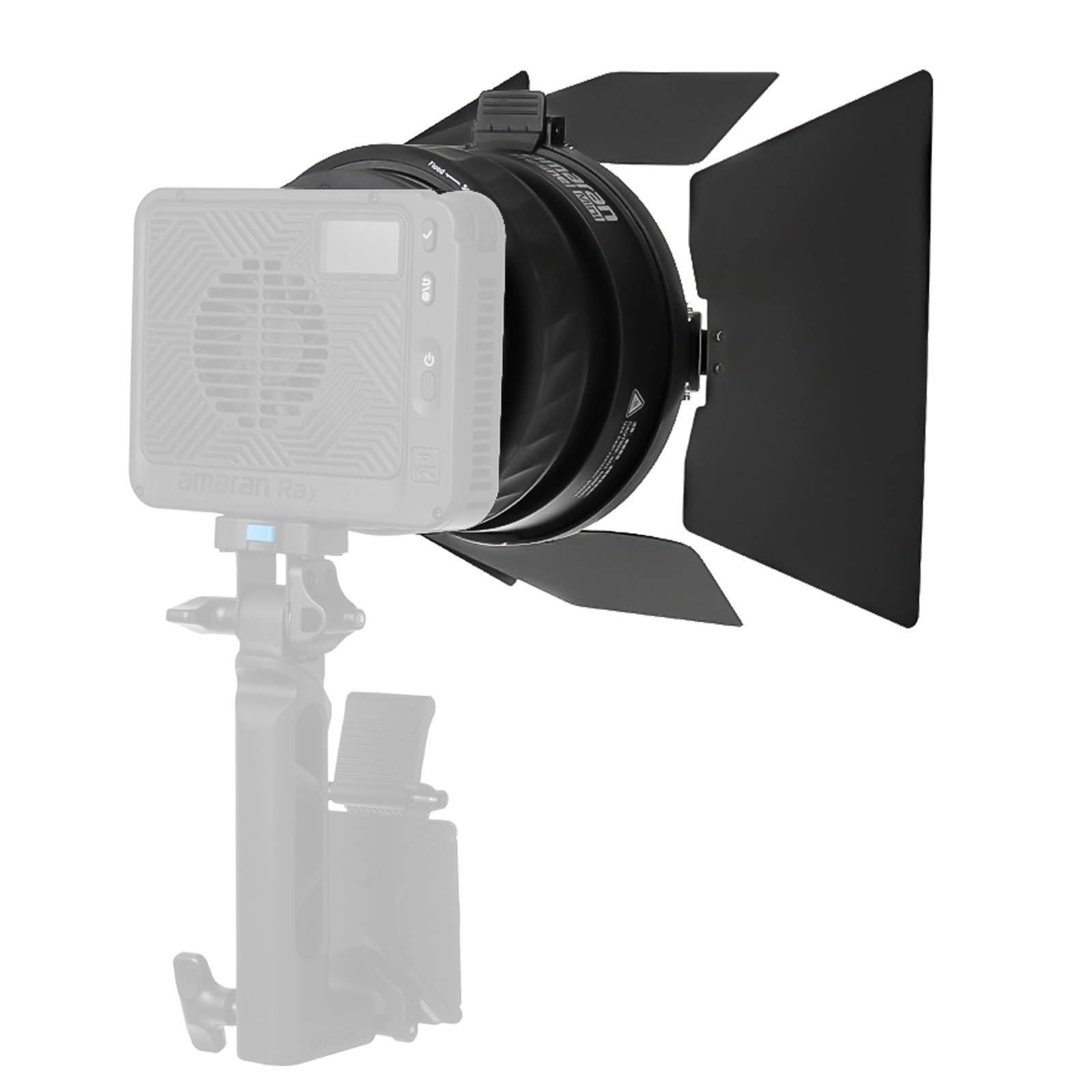 Accessoire Amaran Mini Fresnel à Monture Bowens pour Projecteurs Ray 60c/120c et Halo 60x/100x – 12 cm (4,7 Pouces), Faisceau Orientable de 15 à 30°, avec Volets à 4 Vantaux pour la Photographie