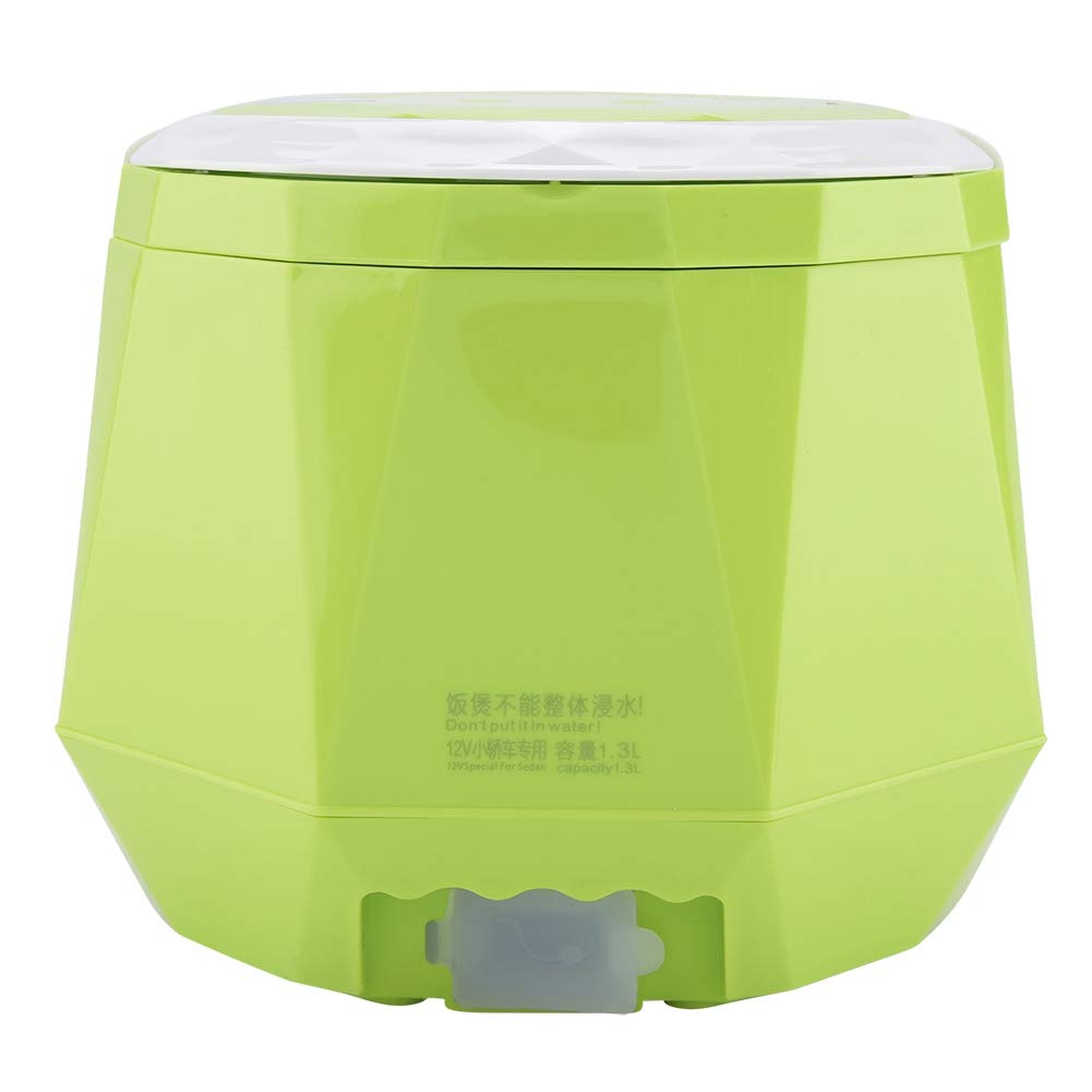 1.3L 12V 100W Olla arrocera eléctrica Caja Mini USB Olla arrocera Extraíble de grado alimenticio Doble hebilla de seguridad Cocine arroz Para uso de automóviles (Green)