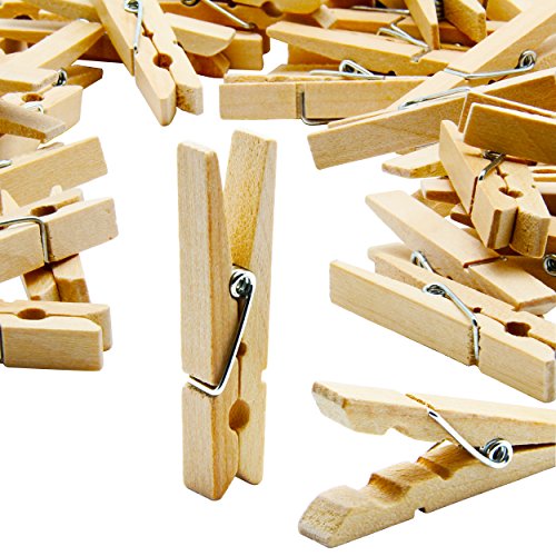 LeTOMA - 50 Deko Holzklammern 5 cm · Kleine Wäscheklammern aus Naturholz ideal zum Basteln, Beschriften und Verzieren · Mini Zierklammern für Fotos, Bilder, Kinder-Geburtstag · Geschenkklammern Cover