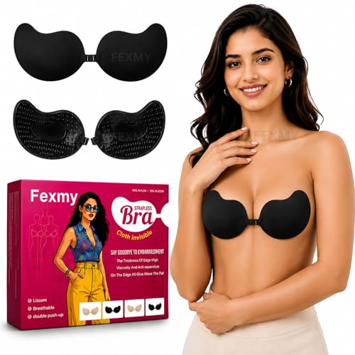 Image of Women's & Girl's Strapless Push Up Wire Free Stick On Invisible Bra, Sticky Liftup Silicone, Stick on Bra for Backless Dress Free Size B Cup