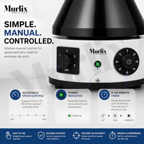 Image of Laboratory Centrifuge Machine with Manual Timer Switch | 3500 RPM High-Speed Clinical Centrifuge | 8 x 15ml Tube Capacity | Shock-Free ABS Body for Blood Separation, PRP & Laboratory Use