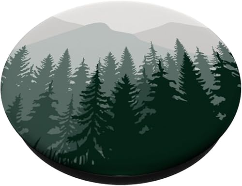 Vista 2 de Pino, escena de montaña, bosque, montañas, paisaje, patrón PopSockets intercambiables PopGrip