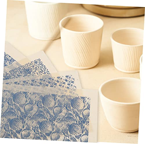 SEWACC 16 Folhas Adesivos De Cerâmica Queimada Papel De Transferência De Cerâmica Decalque De Argila