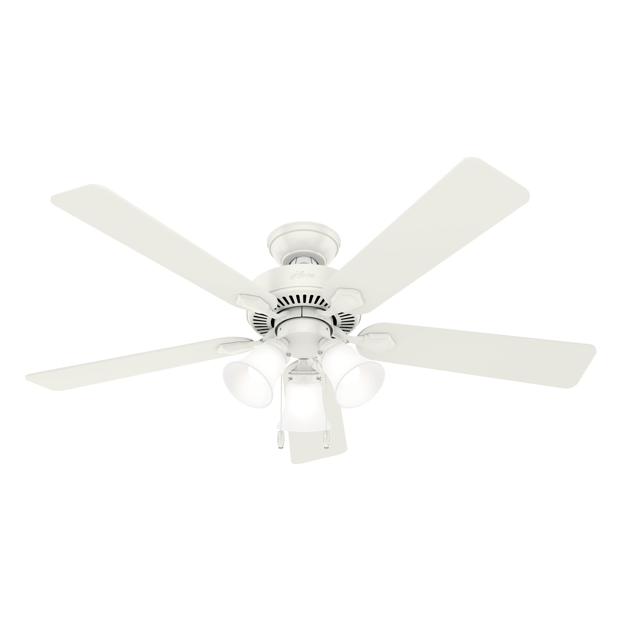 Hunter Fan Company, 50895, 52 inch Swanson Fresh White Ceiling Fan with LED Light Kit and Pull Chain