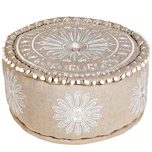 MARRAKESCH Pouf Hocker aus Baumwolle Danyan Inklusive Füllung ø 50cm Rund...