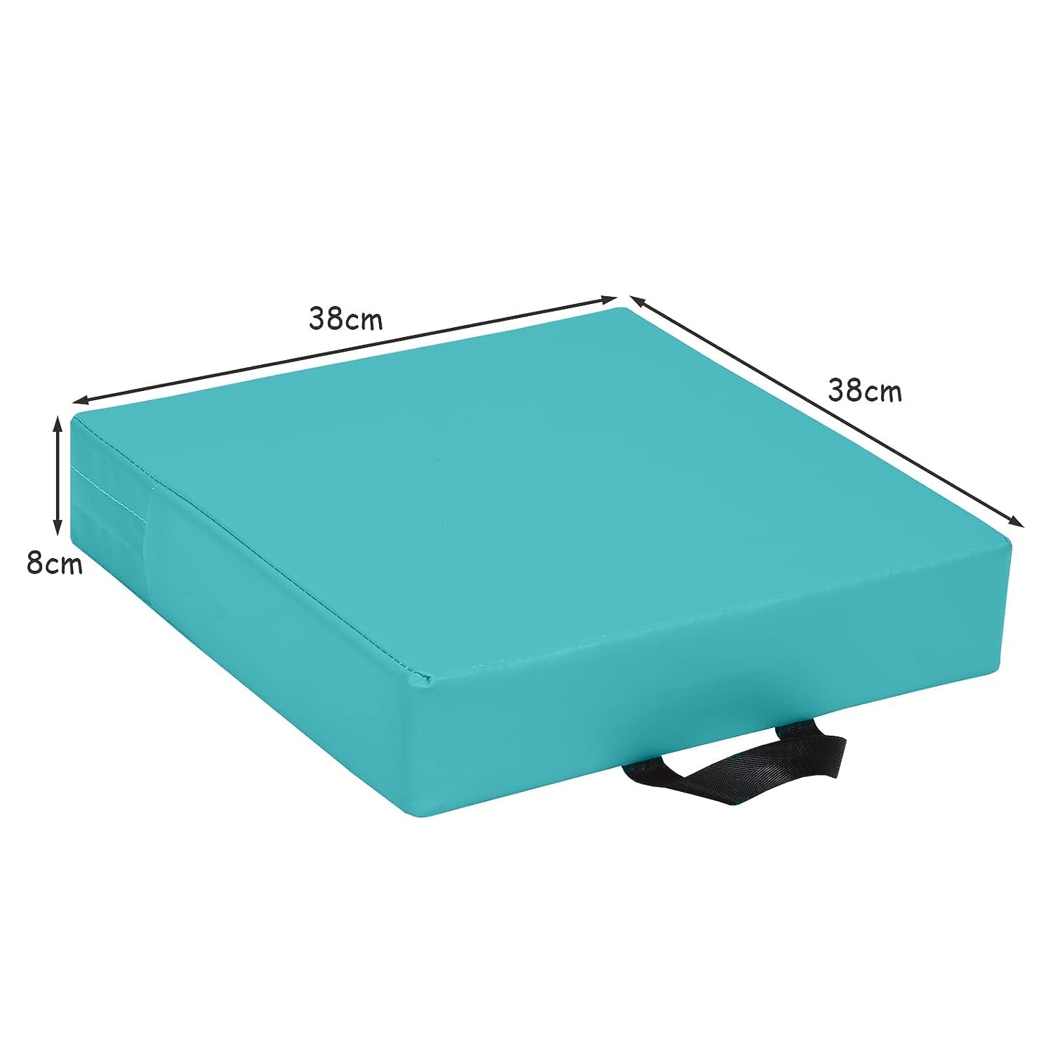 DREAMADE 6 PCS Bodenkissen mit Griff, Rundkissen aus Schaumstoff & PU, Stuhlkissen Sitzkissen für Kinder zur Farberkennung, Für Wohnzimmer, Kinderzimmer, Esszimmer, Garten (Quadrat, Blau)