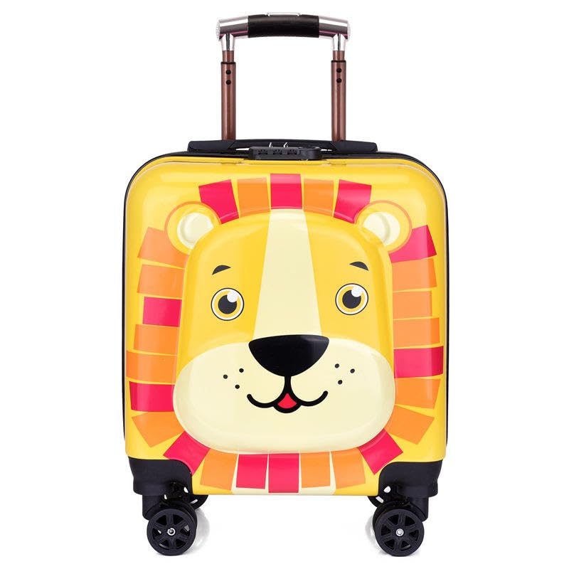 Image of Shamax Kids Luggage Hard Shell Trolley Bag with Spinner Wheels | Lightweight Suitcase for Girls Travel & School Trips Cabin Luggage, 360 Wheels & Adjustable Handle (Kid /Luggage /Lion)