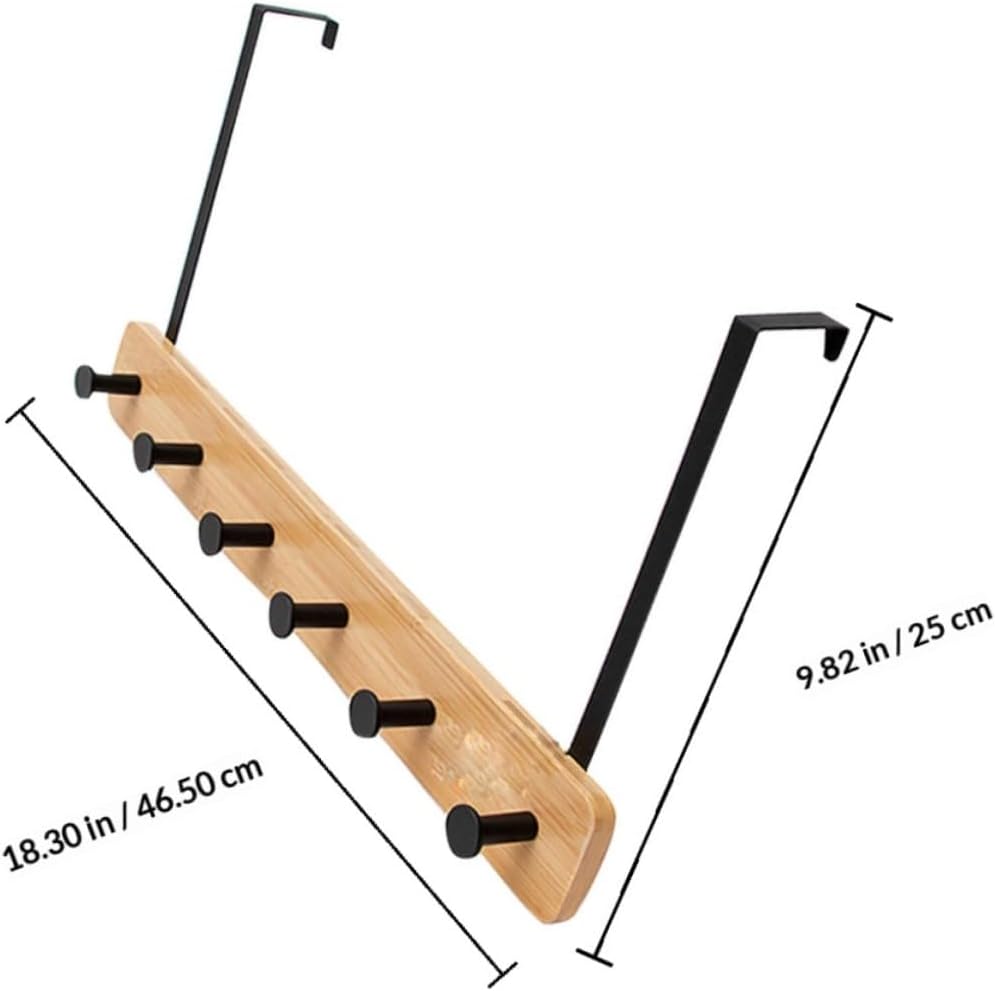 The Door Clothes Hanging Hooks Set, 6pcs Natural and Black Coat Hangers, Nail-Free Punch-Free Wall Mounted Hooks for Bedroom Bathroom Kitchen Organization