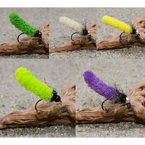 12 Mop Flies Assortment 2 | Mop Jig Tungsten Bead and Barbed Hooks | Fly Fishing Flies for Trout Size 10, 12, 14 Cover