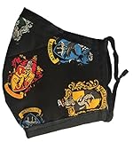 Handmade to Order Deluxe Cloth face mask w/grosgrain trim & optional nosepiece pocket-Reusable & Washable w/Comfortable, Adjustable polyester ear loops-Wizards-Harry Poter Hogwerts print assortment