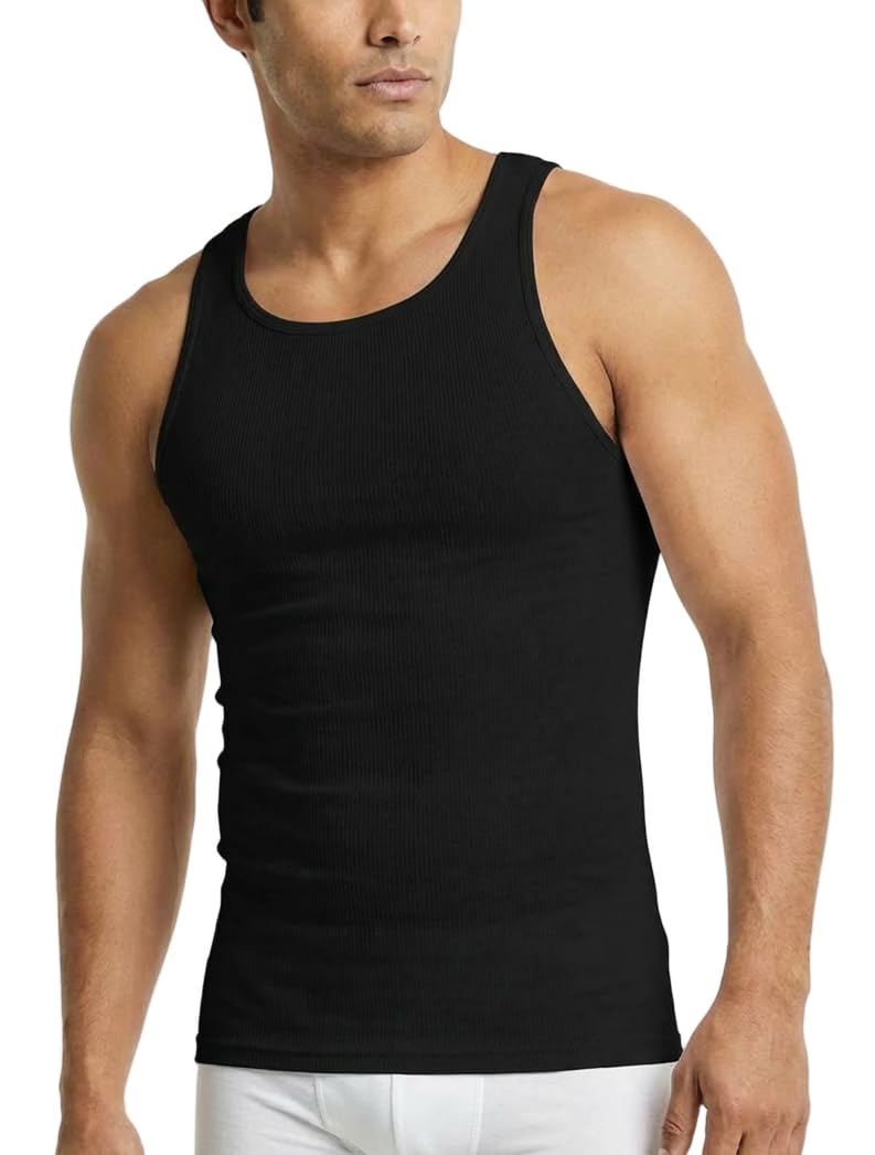 Photo 1 of ***PARTIAL SET, ONLY 1 ***Men’s 3-Pack 100% Cotton Ribbed Sleeveless A-Shirt Tank Top Undershirt, Black, Medium