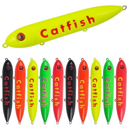 Catfish Rattling Line Float Lure Demon Dragon Catfish Floats for Catfish Spook Catfishing Tackle for Santee Rig Fishing 5.5inch, 10 Pack
