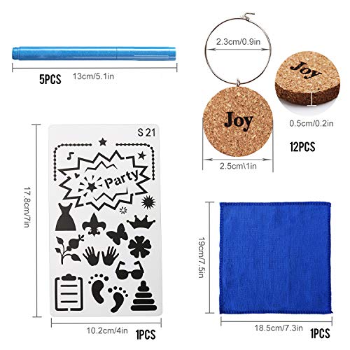 12 peças FunPa Etiqueta de Vidro Letra Vinho Copo de Vinho Marcador Etiqueta com Estêncil de Pano de