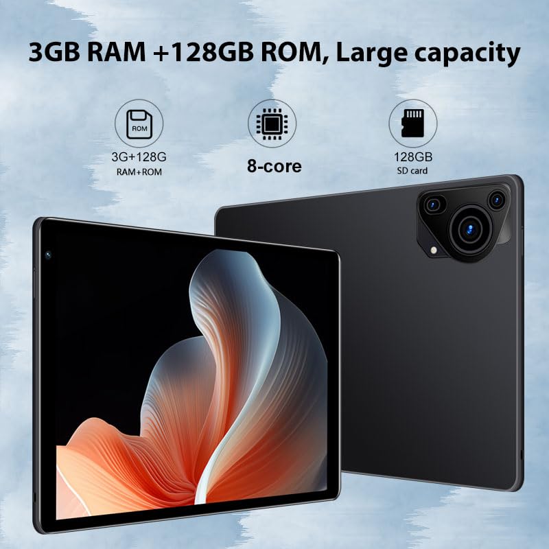 Image of 10.1inch Android 8.1 Tablet, 8-Core Tablet PC with Keyboard & Cases, 3GB+128GB(TF 256G), Dual 4G SIM, T860 GPU, BT5.0, GPS, WiFi 5, Face Unlock, Dual Cameras, 5000mAh Battery (Gray, 3)