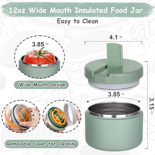 Image of Pawtong 12oz Insulated Vacuum Food Jar with Buckle Lid Wide Mouth Soup Thermo for Hot Food Kids Leakproof Stainless Steel Lunch Container