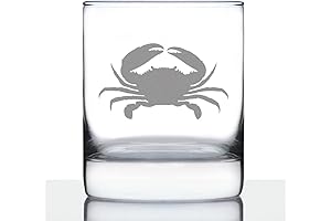 Engraved Crab Whiskey Rocks Glass: A Coastal Keepsake for Beach Glass Aficionados