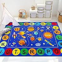 Capslpad Outer Space Kids Play Rug Solar System Kids Rug ABC
