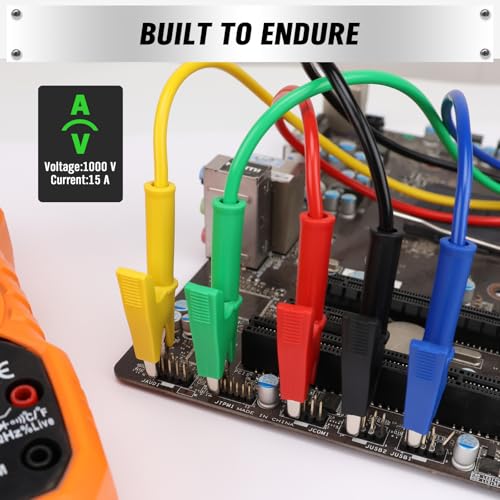 Image of SWANLAKE 5-Piece Dual-Ended Alligator Clip Test Leads, 1000V 15A 3.5ft /1M Electrical Alligator Clips, Flexible Copper Cable Crocodile Clip, Mini Jumper Wires with Gator Clips