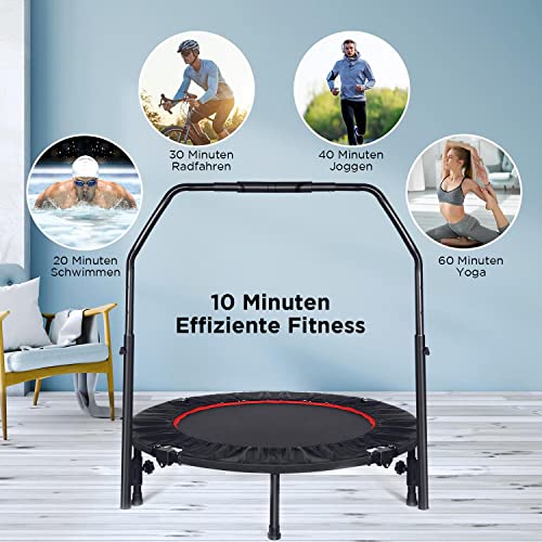 Fitness Trampolin Klappbar für Zuhause Indoor, Mini Trampolin Erwachsene und Kinder, mit Haltestange (5 Fach… – Bild 4