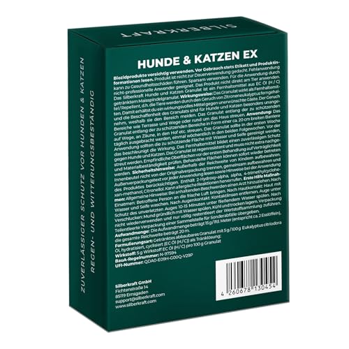 Silberkraft Hunde und Katzen EX Granulat 200g, Hund & Katze von deinem Grundstück fernhalten, Hundeabwehr & Katzenvertreiber, Alternative zu Sprays, Gittern oder Ultraschallgeräten