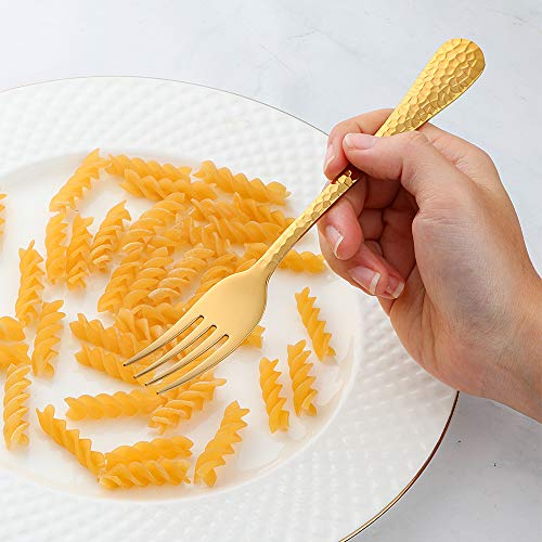 image for Salad Fork 7.5-Inch Dessert Stainless Steel Forks Hammered Surface, BU