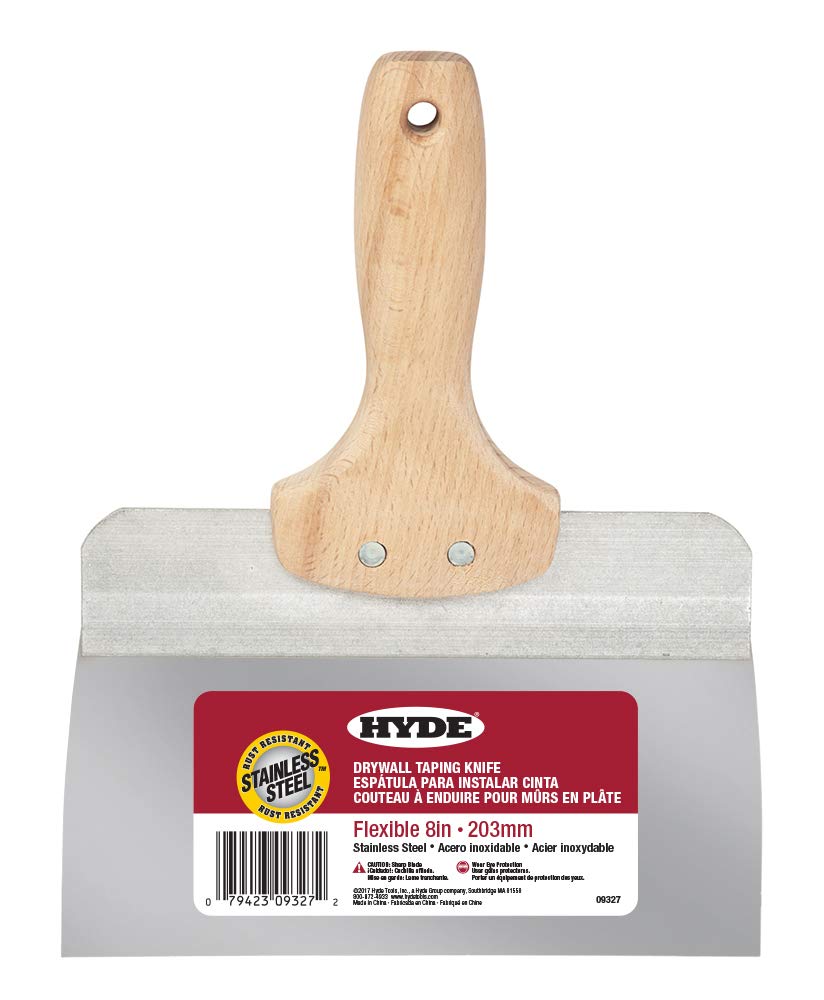 HYDE 09327 Pro Hardwood Handle Taping Knife, 8-Inch