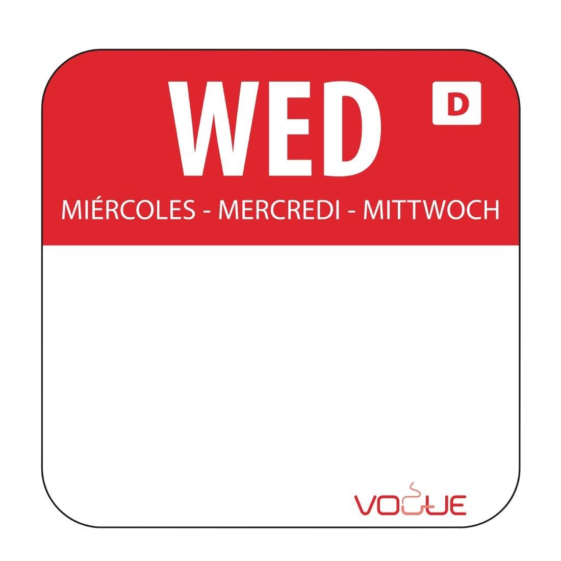 Vogue Dissolvable Food Rotation Label Wednesday - (Roll 1000)