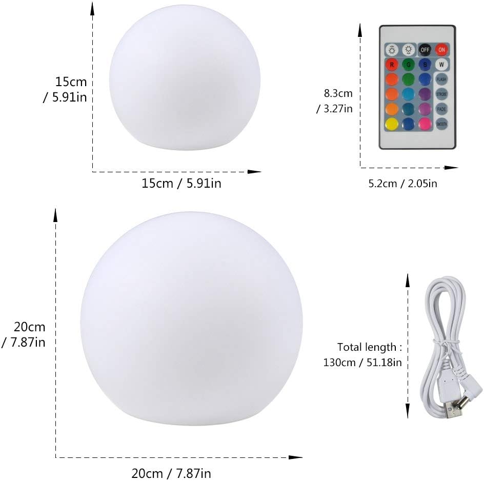 Light Ball, LED Ball Light, Rechargeable Bedroom Decorative Remote Control Lamp, Globe Lamp Globe Light, Christmas Halloween Party