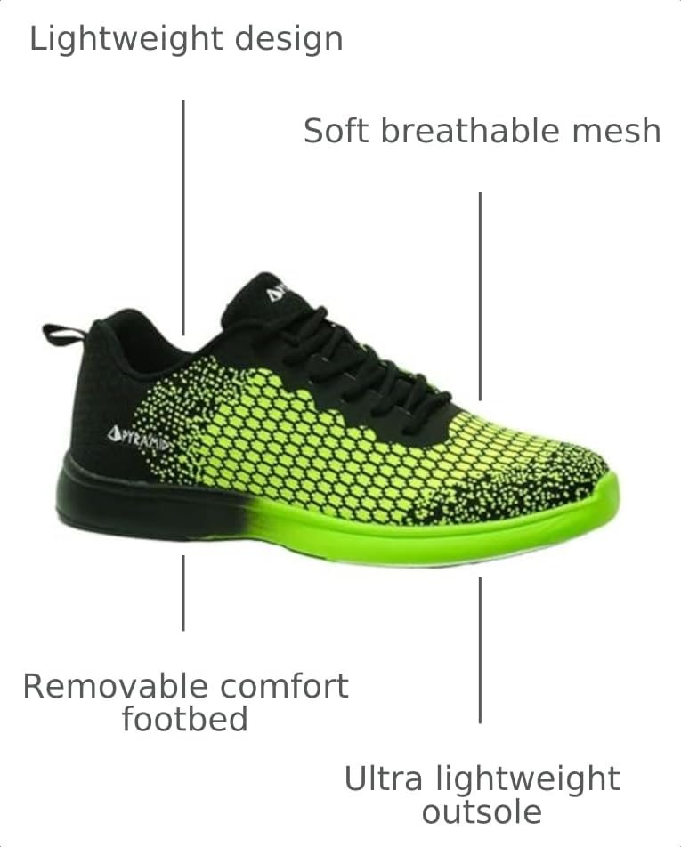 Image of Pyramid Men's Path Lite Seamless Mesh Bowling Shoes - Lightweight Seamless Design, Athletic Fit, Breathable Knit Upper, Universal Slide Soles