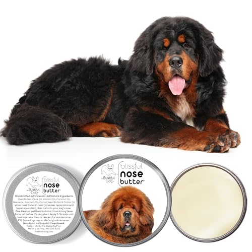 Image of The Blissful Dog Tibetan Mastiff Nose Butter for Dry, Cracked Skin, Lick-Safe Dog Nose Balm with Moisturizing Shea Butter, Almond, Olive, and Essential Oils, Pet Supplies, Uncented, 2 oz.