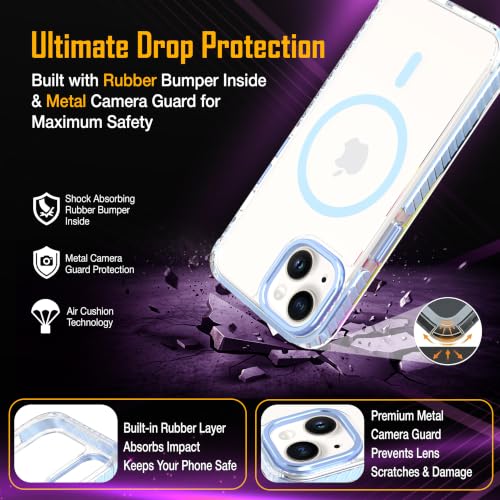 Image of Zapcase Crystal Clear Back case for iPhone 13 | PC Back | TPU Bumper with Inner Rubber Grip | Metal Camera Guard Bezel | Metal Buttons | Scratch Resistant Cover | 2 Layer Edge Protection | Light Blue