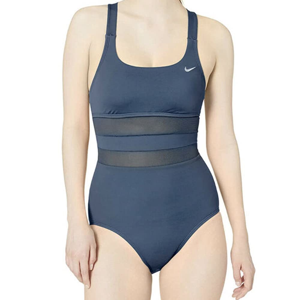 NIKE Traje de baño de una pieza con espalda en V y malla estándar para mujer