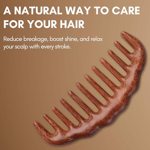Image of Beaute Secrets Wide Tooth Wooden Comb for Hair Detangling | Wooden scalp massager for hair growth | Wood Head scalp massage comb tool | Anti-Frizz, Scalp Massage & Oiling | Gua Sha Hair Massager Natural Wood Comb for Men & Women | Curly, Long, Thick Hair Comb | Eco-Friendly Hair Care Tool, Brown