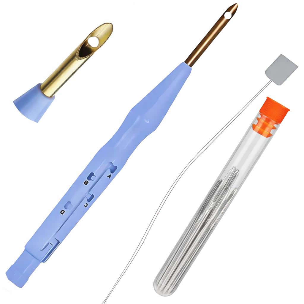 Gemsy Punch Needle Multi-Setting Embroidery Pen Set, DIY Craft Tool with Threader, Beginner-Friendly Sewing Kit, Multicolor