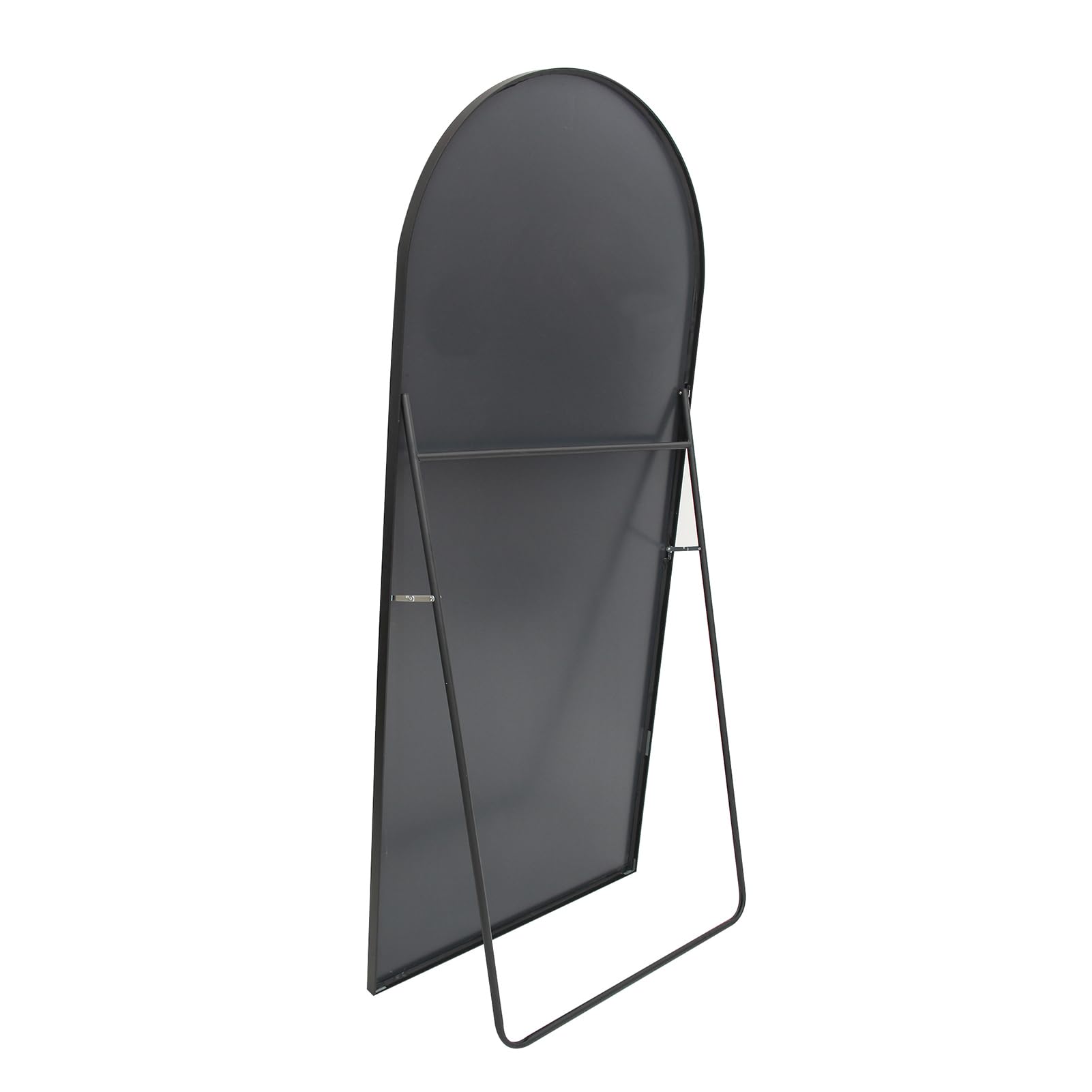 Specchio su piedistallo, 162 x 53 cm, specchio ad arco, grande da posare, con vetro robusto, specchi a tutta lunghezza, telaio in lega di alluminio nero per camera da letto, ingresso, soggiorno