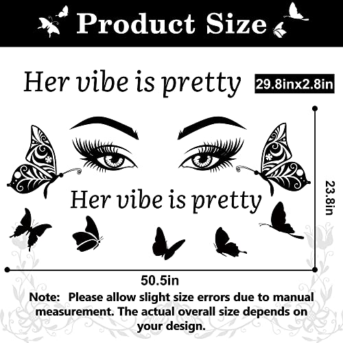Her Vibe Is Pretty Wall Decals Inspirational Wall Stickers Quotes Eyelash Eyes Wall Decal Vinyl Motivational Saying Positive Lettering Words Wall Decals For Woman Girls Bedroom Living Room Bathroom #TOP1
