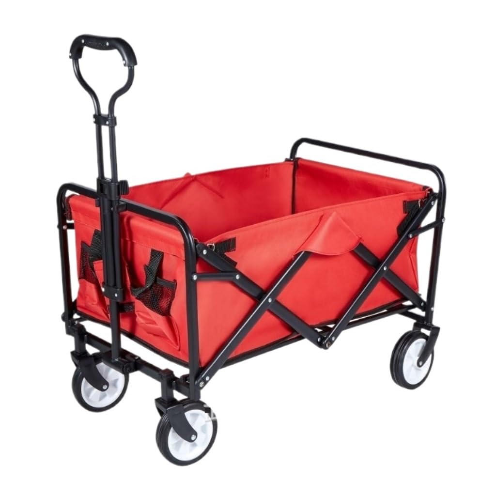 Fgjsfhrdtu Red Folding Cargo Trolley, Portable Camping Picnic Cart For Household(Red)