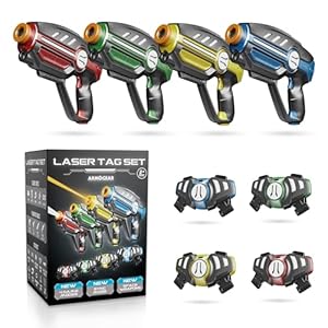 Laser Tag Set for Kids, Teens & Adults – 4 Blasters + 4 Vest Sensors with 4 Multi-Game Modes – Fun Ideas Age 8+ Year Old Toys – Lazer Teen Boy Games – Boys & Girls Outdoor Teenage Group Activities