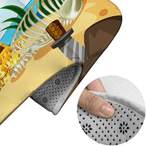 Badezimmerteppich-Set, 3-teilig, Insel voller Schätze und Truhe, waschbare Badeteppiche, rutschfest, mit Rückenpolster, Konturteppich und Toilettendeckelbezug – Bild 5